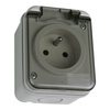 Steckdose belgisch/französisches System m. Klappdeckel Aufputz IP44 grau M-L 1592.FR