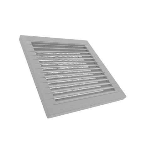 Schräge Lüftungsgitter mit Insektenschutznetz, quadratisch 14cm x 14cm grau AirRoxy 02 02-338