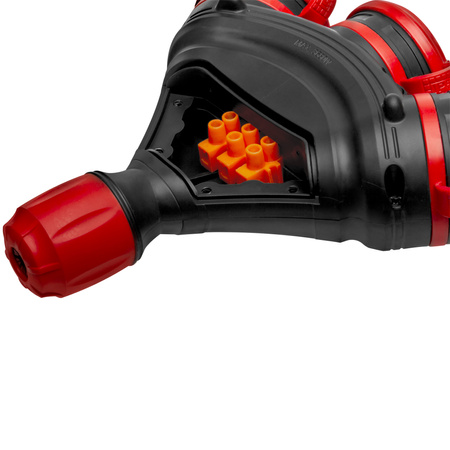 Dreifach-Steckdose Schuko IP44 3×2P+E 16A Schwarz-Rot 250V GN-X3/44S EXTREM W-01164