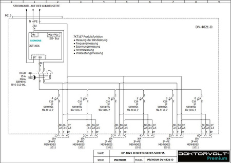 Stromverteiler 6x230V pTD-S/FI 1P Stromzähler SIEMENS und MENNEKES Doktorvolt DV-4821-D