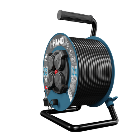 Kabeltrommel HAND PRO 25m 4x Steckdosen 230V IP44 H05RN-F 3x2,5 mm² W-96317