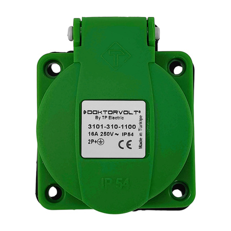 Einbausteckdose 230V 16A IP54 Steckdose Anbausteckdose grün SCHUKO System TpE 3101-310-1100