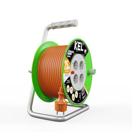 Kabeltrommel 25m 4 Steckdosen 230V 16A Schuko 3680 W W-97540