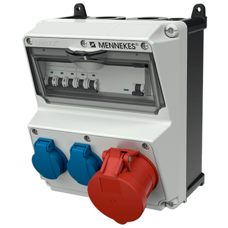 Wandverteiler AMAXX Stromverteiler 32A 2x230V IP44 CEE Schuko EAC Mennekes Steckdosen-Kombination 920015