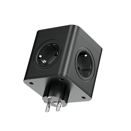 Steckdosenadapter mit 4x 230V Schuko Steckdosen 2x USB-A 1x USB-C Schwarz W-00359