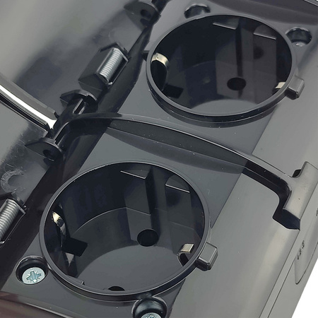 Doppel Aufputz Steckdose Schwarz Schuko ViPlast IP44 182-05