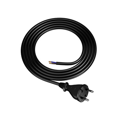 Anschlusskabel 1,5m mit geradem Stecker TYP E 230V 16A 2×1,5 mm² H07BQ-F PP-21 Schwarz W-98577