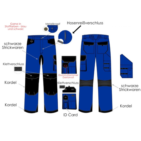 Bund- Arbeitshose 245 g/m2 Größe 50 für Elektriker Doktorvolt DV-2100-SD-B550-50