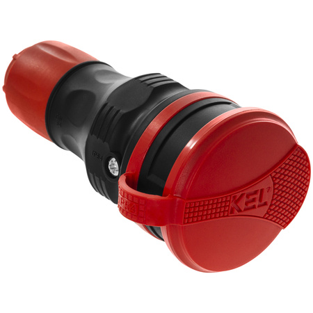 Tragbare zerlegbar Steckdose 230V Schuko IP44 mit Klappe Schwarz-Rot W-01148