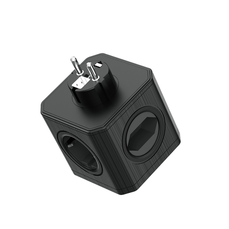 Steckdosenadapter mit 4x 230V Steckdosen und 3x USB-A Schwarz W-00358