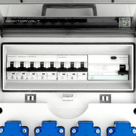 Baustromverteiler 16A 32A CEE 4x230V mit Stecker und Kabel TGD-S/FI Stromverteiler Wandverteiler mit VDE Sicherungen Doktorvolt DV-6043-D