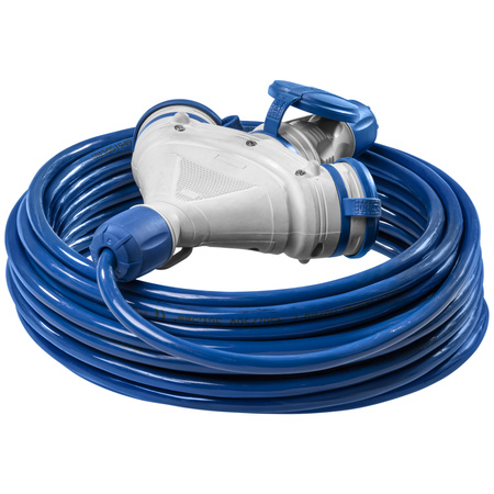 Dreifach-Verlängerungskabel 25m 250V 16A Schuko 3×2P+Z H07BQ-F 3×1,5 mm² IP44 W-01201