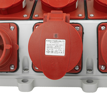 Baustromverteiler 3x16A 2x32A CEE 4x230V Stromverteiler mit Handgriff und Anbaustecker Doktorvolt TR-S/FI DV-5053-D