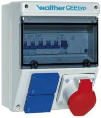 Stromverteiler 16A 2x230V CEE LS FI-Schalter Baustromverteiler Schuko Walther Werke 6920117