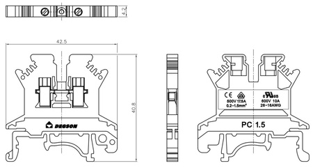 Reihenklemme 1.5mm2 Schraubklemme Schwarz VDE UL