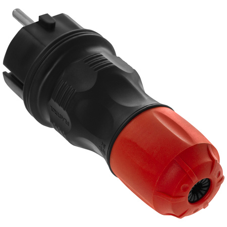 Zerlegbarer gerader Stecker WT-54 IP54 2P+E 16A 250V Uni-Schuko schwarz-rot W-97977