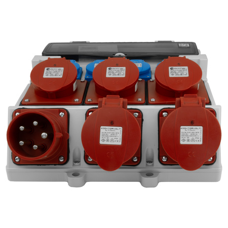 Baustromverteiler 3x16A 2x32A CEE 4x230V Stromverteiler mit Handgriff und Anbaustecker Doktorvolt TR-S/FI DV-5053-D