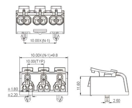 10 Stück Lüsterklemmen Leuchtenklemme 2-polig mit Hebel 0.75-2.5mm2 450V VDE DGN 10-DG238-10.0-02P