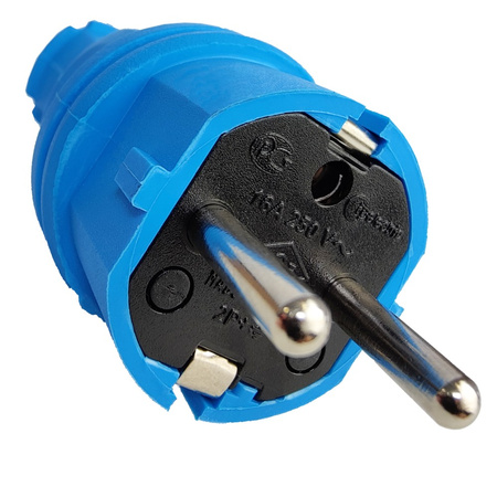 Gummistecker 16A 230V IP44 Uni-Schuko Stecker blau 3101-303-0900