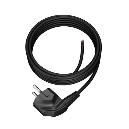 Anschlusskabel 5m mit Winkelstecker Uni-Schuko 250V 16A 3x0,75 mm² OMY PP-50 Schwarz W-97162