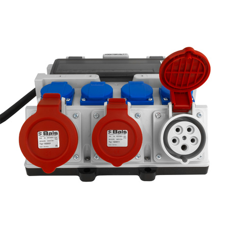 Baustromverteiler 2x16A 32A CEE 4x230V Mobilverteiler mit Griff und Kabel mit 32A CEE-Stecker Stromverteiler Doktorvolt DV-1420-F