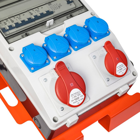 Mobiler Baustromverteiler auf Ständer SET-S/FI tragbar mit Steckdosen 16A 32A CEE MENNEKES 4x230V Stromverteiler für Baustellen Stromkasten mit Schutz Doktorvolt DV-0126-D