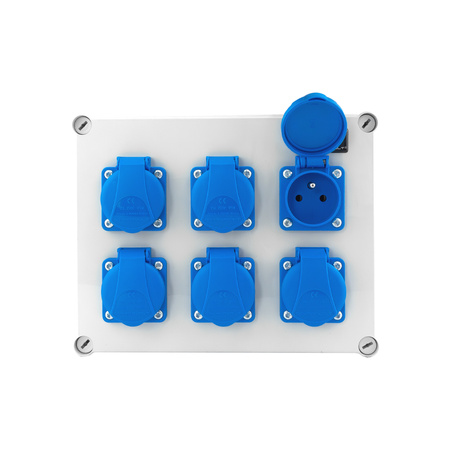 Baustromverteiler 16A 6x230V kompakt Stromverteiler hermetisch IP54 Schuko ohne Sicherungen Doktorvolt DV-0171-F