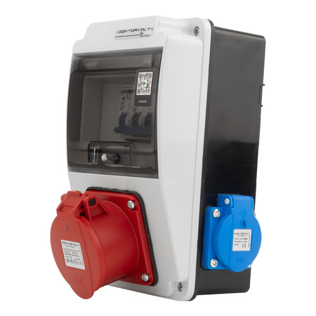 Wandverteiler XS-S 16A 2x230V IP44 Stromverteiler Komplett Verdrahtet Doktorvolt DV-5107-D