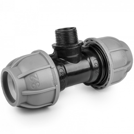 T-Stück für PE Rohr 32mm / AG 1" PN10 Verbinder BRADAS DSRA10T32M1