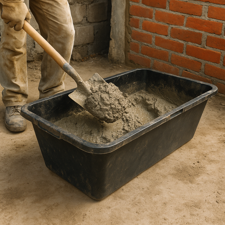 Mörtelkasten 60L Mörtelwanne Mörtelkübel pflanzkübel Mörteleimer Kübel Zementwanne Speiswanne widerstandsfähig aus PP/PE-Regranulat eckig schwarz DV-5619