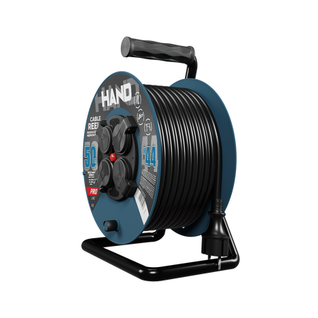 Kabeltrommel HAND PRO 50m 4x Steckdosen 230V IP44 H05RN-F 3x1,5 mm² W-96307