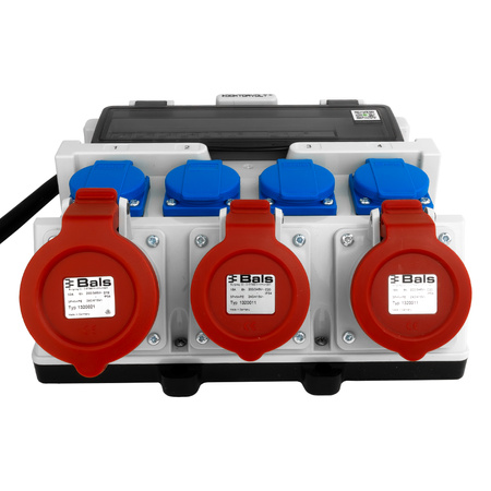 Baustromverteiler 2x16A 32A CEE 4x230V Mobilverteiler mit Griff und Kabel mit 32A CEE-Stecker Stromverteiler Doktorvolt DV-1437-F