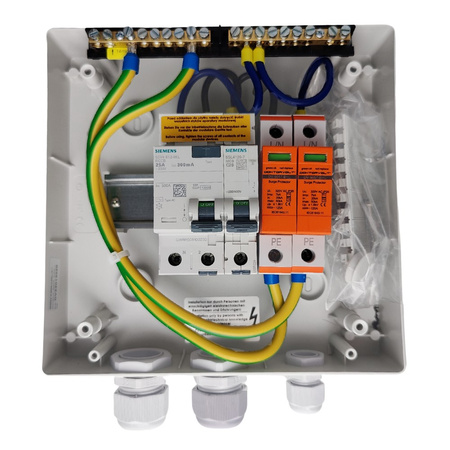 Doktorvolt Solar Anschlusskasten Photovoltaik AC SIEMENS 1P C20A 25A 300mA Überspannungsschutz T1 T2 DV-0720-FOT