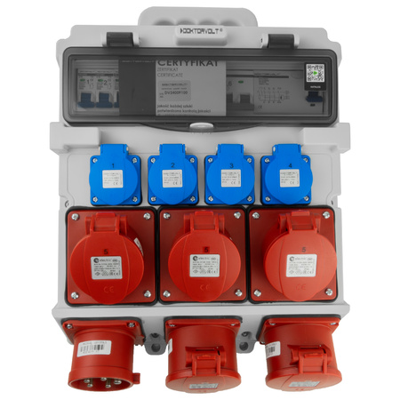 Baustromverteiler 3x16A 2x32A CEE 4x230V Stromverteiler mit Handgriff und Anbaustecker Doktorvolt TR-S/FI DV-5053-D