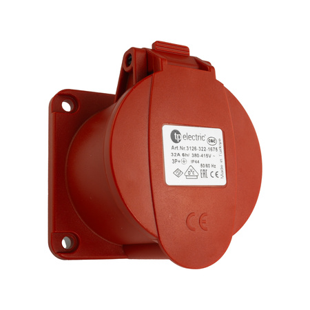 Einbausteckdose CEE Steckdose 400V 32A 4P 75x75 mm VDE TP Electric 3126-322-1675