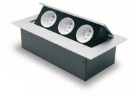 Steckdose 3-fach mit Erdung franz/belg System Typ E Aluminium/Metall GTV AE-PB03GU-53