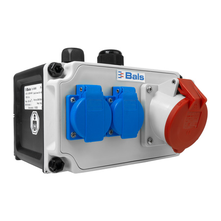 Baustromverteiler 32A CEE 2x230V 16A Schuko IP44 BALS ohne Sicherungen BL89058