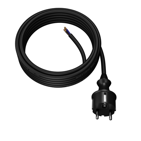 Anschlusskabel 5m IP44 mit geradem Stecker 250V 16A 3x1,5 mm² H05VV-F PP-40H Schwarz W-98388