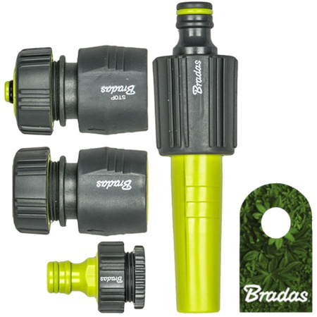4-teiliges Sprühset rutschfest Spritzdüse Schnellkupplung für Schlauch 3/4" LIME LINE SOFT BRADAS LE-S5500-34K