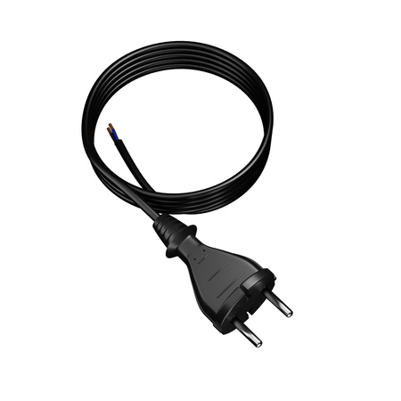 Anschlusskabel 4m mit geradem Stecker TYP E 230V 16A 2×1 mm² H05RR-F PP-21 Schwarz W-97189
