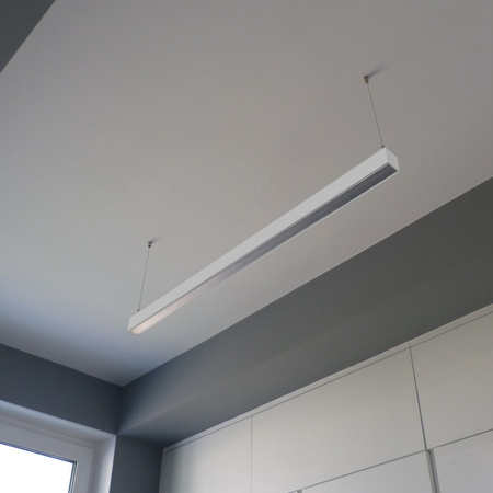 LED Hängeleuchte 113cm 30W 4000K 230V Bürolampe Lampe QUALIS silber Bemko 90-06A-1A