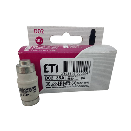 1 Stück Sicherungseinsatz Schmelzsicherung ETI Porzellan Sicherung D02 35A/400V 002212003