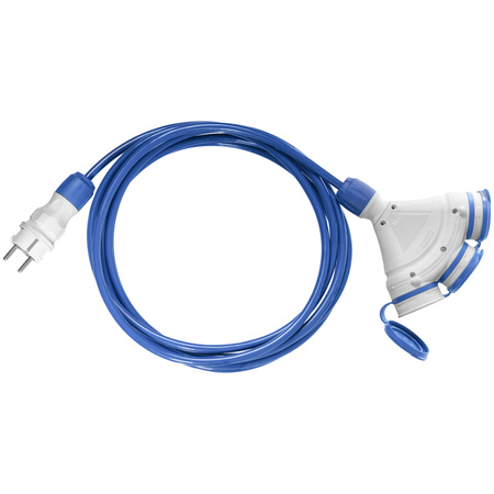 Dreifach-Verlängerungskabel 5m 250V 16A Schuko 3×2P+Z H07BQ-F 3×1,5 mm² IP44 W-01197