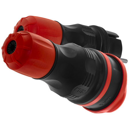 Anschlussset mit Stecker WT-54 und Kupplung GN-44 250V Schuko schwarz-rot W-98862