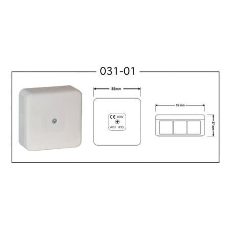 Abzweigdose VP-31 Aufputzdose 12 Einführungen weiß 400V 031-01