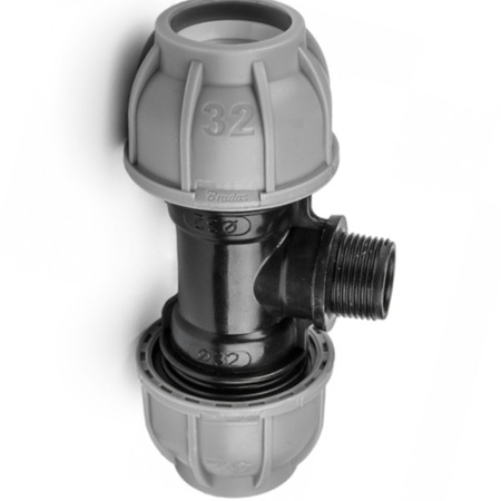 T-Stück für PE Rohr 32mm / AG 1" PN10 Verbinder BRADAS DSRA10T32M1
