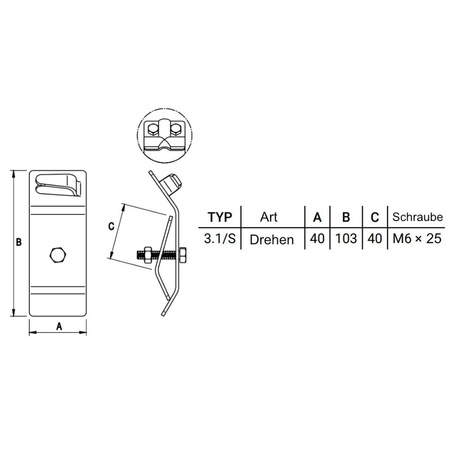 Dachrinnenklemme Blitzschutz Edelstahl 3.1/S NI