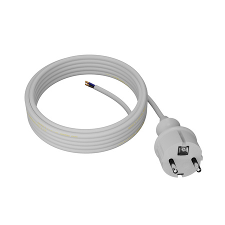 Anschlusskabel 5m IP44 mit geradem Stecker 250V 16A 3x1 mm² H05VV-F PP-40H Weiß W-98377