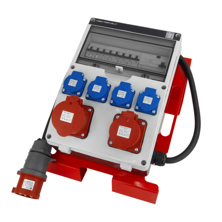 Baustromverteiler 16A 32A CEE 4x230V mit Hängeständer und Stecker mit Kabel  TGD-S/FI Stromverteiler Wandverteiler mit VDE Sicherungen Doktorvolt DV-6067-D