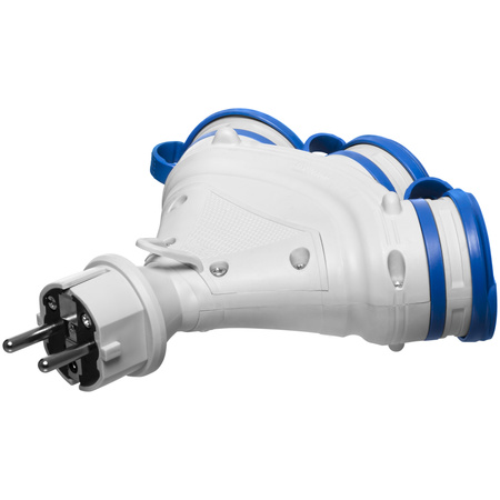 Tragbarer Verteiler Grau-Blau R-X3/44S IP44 3×2P+E 16A 250V Schuko W-01161